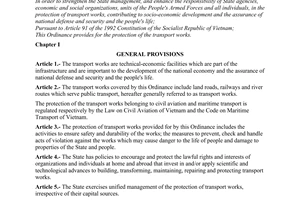 Ordinance No. 38-L/CTN of December 02, 1994, on protection of transport works.