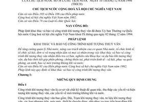 Pháp lệnh khai thác bảo vệ công trình khí tượng thủy văn 1994 38-L/CTN