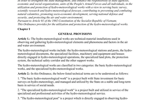 Ordinance No. 38-L/CTN of December 02, 1994, on utilization and protection of hydro-meteorological works.