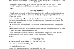 Thông tư 108TC/ĐT hướng dẫn quyết toán vốn đầu tư