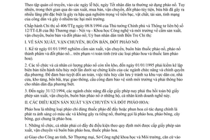 Chỉ thị 25/CT-UB năm 1994 cấm sản xuất buôn bán vận chuyển đốt pháo nổ Bến Tre