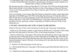 Thông tư 1485/MTg tổ chức, quyền hạn và phạm vi hoạt động Thanh tra bảo vệ môi trường