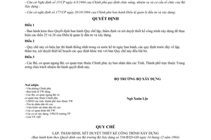 Quyết định 536/BXD 1994 quy chế lập thẩm định xét duyệt thiết kế công trình xây dựng