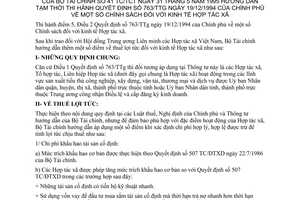 Thông tư 41-TC/TCT chính sách kinh tế hợp tác xã hướng dẫn tạm thời Quyết định 763/TTg