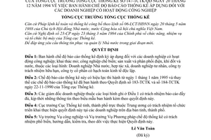 Quyết định 147-TCTK/QĐ chế độ báo cáo thống kê áp dụng đối với các doanh nghiệp có hoạt động công nghiệp