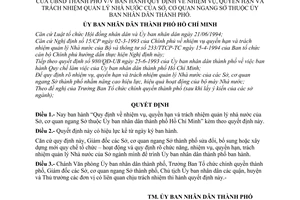 Quyết định  4310/QĐ-UB-NCVX  nhiệm vụ, quyền hạn và trách nhiệm quản lý nhà nước của sở, cơ quan ngang sở thuộc Ủy ban nhân dân thành phố