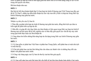 Hiệp định thành lập Uỷ ban hợp tác kinh tế thương mại giữa Việt Nam Cộng hoà nhân dân Trung Hoa 1994