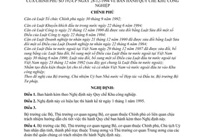 Nghị định 192-CP chế khu công nghiệp