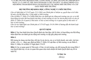 Quyết định 1806/QĐ-MTg Quy chế tổ chức và hoạt động của Hội đồng thẩm định báo cáo đánh giá tác động môi trường và cấp giấy phép môi trường