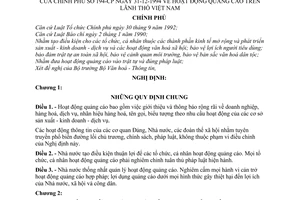 Nghị định 194-CP hoạt động quảng cáo trên lãnh thổ Việt Nam