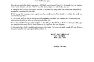 Công văn 6049/UB-KT cấp phát vốn xây dựng cơ bản và sửa chữa lớn cuối năm 1994