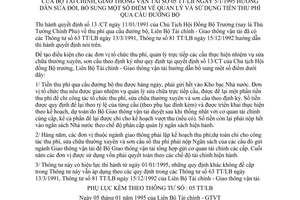 Thông tư liên bộ 05 TT/LB sửa đổi quản lý sử dụng tiền thu phí cầu đường bộ