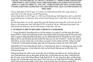 Thông tư 13/TM-CSTTTM hướng dẫn phạm vi, đối tượng Nghị định Chính phủ 02/CP trình tự, thủ tục, thẩm quyền cấp giấy chứng nhận điều kiện kinh doanh