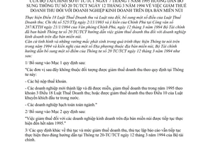 Thông tư 07 TC/TCT giảm thuế doanh thu doanh nghiệp kinh doanh miền núi bổ sung Thông tư 20 TC/TCT