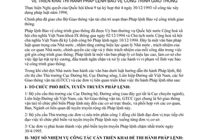 Chỉ thị 08/PCVT thi hành Pháp lệnh Bảo vệ công trình giao thông