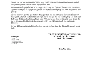 Thông báo 03/TB-UB-KT doanh nghiệp nhà nước thành phố khoản ghi thu ghi chi đầu tư mở rộng sản xuất kinh doanh