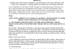 Thông tư 01/LB-TT chức năng nhiệm vụ quyền hạn tổ chức bộ máy công tác lao động