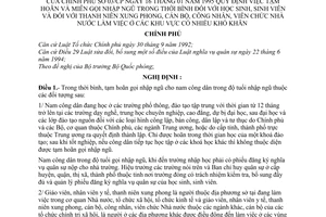 Nghị định 03/CP quy định việc tạm hoãn và miễn gọi nhập ngũ trong thời bình đối với học sinh, sinh viên và thanh niên xung phong, cán bộ