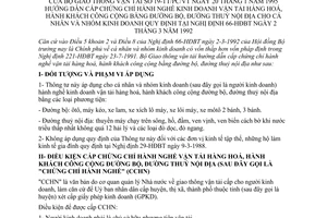 Thông tư 19-VT/TT/PC hướng dẫn cấp chứng chỉ hành nghề kinh doanh vận tải hàng hoá, hành khách công cộng bằng đường bộ thuỷ nội địa Nghị định 66-HĐBT