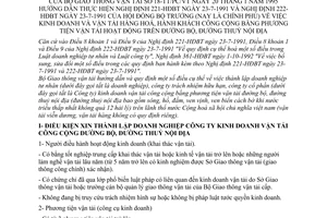 Thông tư 18-TT/PC/VT hướng dẫn nghị định 221-HĐBT 222-HĐBT kinh doanh vận tải hàng hoá hàng khách công cộng bằng phương tiệnđường bộ thủy nội địa