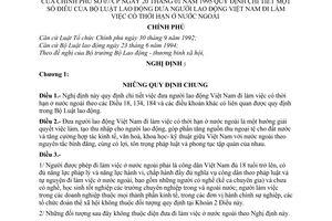 Nghị định 07/CP đưa lao động Việt Nam đi làm ở nước ngoài do Chính Phủ ban hành, để hướng dẫn Bộ luật lao động đưa lao động Việt Nam đi làm nước ngoài