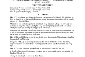 Quyết định 51-TTg quy định chế độ khấu hao cơ bản tài sản cố định trong doanh nghiệp Nhà nước