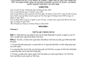 Nghị định 11-CP quyền và nghĩa vụ của tổ chức, cá nhân nước ngoài thuê đất tại Việt Nam