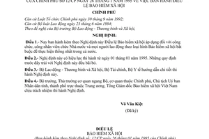 Nghị định 12/CP Điều lệ Bảo Hiểm Xã Hội