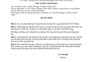 Quyết định 71-TTg thành lập trường đại học Dân lập Văn Lang