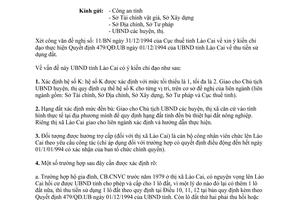 Công văn 88/CV.UB năm 1995 hướng dẫn bổ sung Quyết định 479/QĐ.UB Lào Cai