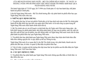 Thông tư liên bộ 01/NHNN-TC hướng dẫn phát hành tín phiếu kho bạc Ngân hàng Nhà nước