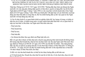 Thông tư 12-TC/TCT khoản thu ngân sách Nhà nước hoạt động thuê nhà bổ sung Thông tư 70-TC/TCT