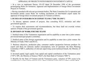 Regulation No. 260/UB-TD rules for working mechanism of inter-branch expert team