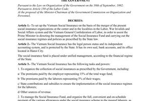 Decree No. 19-CP of February 16, 1995, on the founding of the Vietnam social insurance