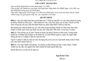 Quyết định 1101-TTNN 5 kỷ luật viên chức thanh tra