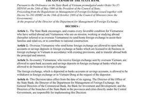Decision No. 48-QD/NH7 of February 23, 1995, on remittances in foreign exchange by overseas Vietnamese