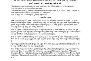 Quyết định 48-QĐ/NH7 người Việt Nam ở nước ngoài chuyển ngoại tệ về nước
