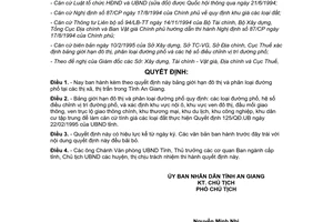 Quyết định 134/QĐ.UB 1995 bảng giới hạn đô thị phân loại đường phố thị xã thị trấn An Giang