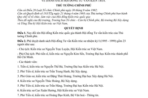 Quyết định 117-TTg danh sách Hội đồng Tư vấn kiến trúc