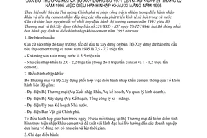 Quy định 1971-LB-TM-XD điều hành nhập khẩu xi măng năm 1995