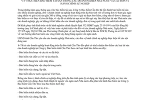 Chỉ thị số 05/CT.UBT.95 năm 1995 bảo hiểm tài sản trong doanh nghiệp Cần Thơ