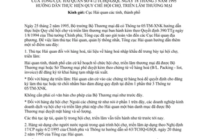 Công văn 472/TCHQ-GSQL hướng dẫn thực hiện Quy chế hội chợ, triển lãm thương mại