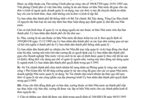 Chỉ thị 10/CT-UB-QLĐT bán nhà, xưởng tài sản thuộc sở hữu nhà nước giao đơn vị kinh tế ngoài quốc doanh quản lý sử dụng