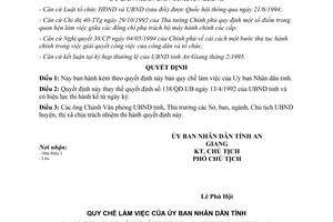 Quyết định 138/QĐ-UB năm 1995 quy chế làm việc Uỷ ban tỉnh An Giang