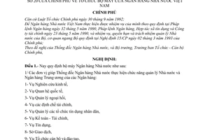 Nghị định 20-CP tổ chức bộ máy Ngân hàng Nhà nước Việt Nam