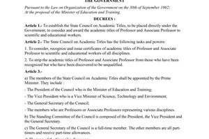 Decree No. 21-CP of March 04, 1995, to establish the state council on academic titles