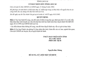 Quyết định 92/QĐ.UB năm 1995 đấu thầu khai thác kinh doanh chợ Lào Cai