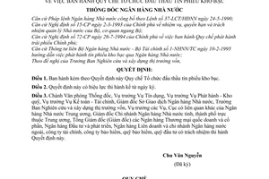 Quyết định 61-QĐ/NH19 quy chế tổ chức đấu thầu tín phiếu kho bạc