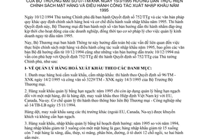 Thông tư 07-TM/XNK hướng dẫn chính sách mặt hàng điều hành công tác xuất nhập khẩu 1995
