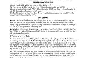 Quyết định 158-TTg biện pháp xử lý vi phạm Pháp lệnh đê điều ở Hà Nội